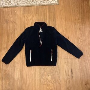 Splits59 Black Sherpa Half-Zip Pullover with White Trim